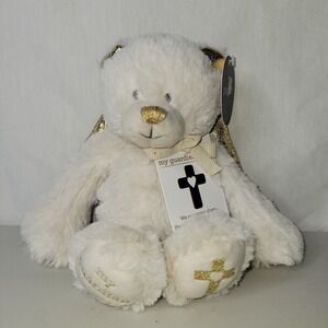 DEMDACO My Guardian Angel Teddy Bear White Gold Plush Stuffed Animal